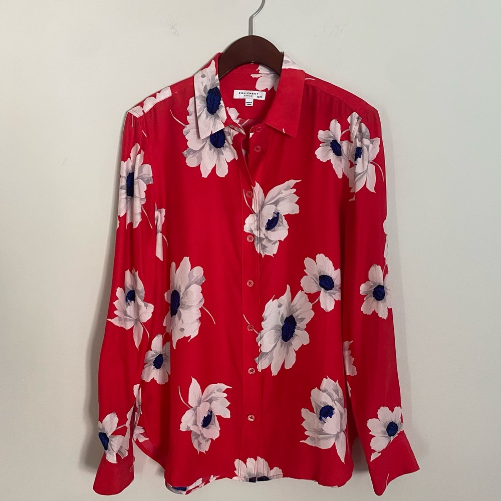 Equipment Red and White Floral Button-Down Shirt